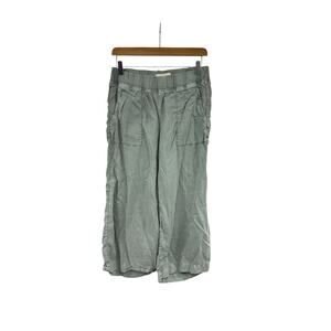 Cloth & Stone Size S Tencel Lyocell Green Drawstring Pull On Pants Cropped